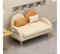 KIBONCY Small Loveseat Sofa for Spaces, Mid Century Modern,Faux Leather, for Space, Living Room, Bedroom, Apartment, Home Office(A)