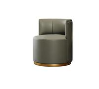 KIBONCY Small Upholstered Accent Chair, Fixed Barrel with PU Leather & Gold Trim, Home Living Room(A)