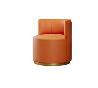 KIBONCY Small Upholstered Accent Chair, Fixed Barrel with PU Leather & Gold Trim, Home Living Room(B)