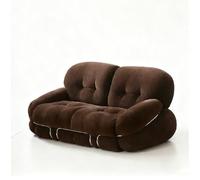 KIBONCY Sofá biplaza Retro de Pana, sofá capitoné Estilo Moderno Mediados Siglo con Cojines mullidos y Detalles metálicos, tapizado marrón 2 plazas for Sala Estar, Mueble Confort inspiración Vintage