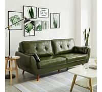 KIBONCY Sofá Cama futón, sofá con 2 Almohadas cuadradas, seccional Asiento Profundo, Moderno de Mediados Siglo for Sala Estar, 3 cómodos sofás Cuero(5,146x85cm)