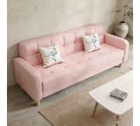 KIBONCY Sofá Cama Moderno y Minimalista, Convertible Multifuncional for Sala de Estar pequeña, Dormitorio casa Alquiler, sofá Compacto Que Ahorra Espacio(Pink PU,220cm)