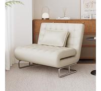 KIBONCY Sofá Cama Plegable Multifuncional, sillón Cama Convertible 3 en 1 con Respaldo Ajustable de 5 velocidades, tapicería de Cuero de Silicona for Apartamentos(White,135cm)