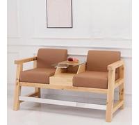 KIBONCY Sofá con Vista a la Sala de Billar Madera Maciza: sillón tapizado PU 2 a 3 plazas, Asientos Especiales for Banquetes en Estilos Estructura Completa(Style B Brown 2 Seater)