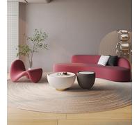 KIBONCY Sofá Curvado de Gran tamaño con sofá Individual y Mesa de café, sofá seccional Curvo tapizado Moderno con Almohadas para Sala de Estar, sin ensamblaje(B)