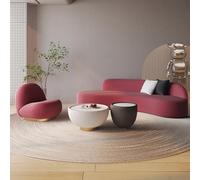 KIBONCY Sofá Curvado de Gran tamaño con sofá Individual y Mesa de café, sofá seccional Curvo tapizado Moderno con Almohadas para Sala de Estar, sin ensamblaje(D)