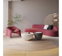 KIBONCY Sofá Curvado de Gran tamaño con sofá Individual y Mesa de café, sofá seccional Curvo tapizado Moderno con Almohadas para Sala de Estar, sin ensamblaje(C)