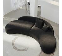 KIBONCY Sofá Curvo con Cojines, Sofá de Terciopelo Nobuk de Lujo de 2-3 Plazas con Diseño de Media Luna y Espuma de Alta Densidad, Ideal para Sala de Estar, Oficina y Apartamento Modernos(2.8m)