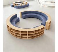 KIBONCY Sofá De Biblioteca Moderno con Estantería Integrada, Sofá For Sala De Actividades Creativas, Asientos Seccionales For Centro De Capacitación, Área De Espera, Juego De Banco Suave(E)