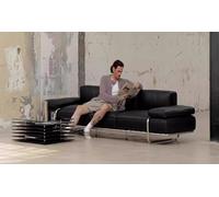 KIBONCY Sofá de Cuero Bauhaus Minimalista Mediados Siglo: sofá Recto Estilo Italiano 3 a 4 plazas con Estructura Acero Inoxidable for Salas Estar pequeñas y Grandes(Black,3 Seater)