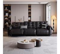 KIBONCY Sofá de Cuero con Forma de Cisne, función eléctrica, Cama retráctil con fregona de Cuero con Capa Superior de Pared Cero(3.69m)