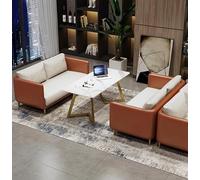 KIBONCY Sofá de Cuero de Lujo Sala de Estar apartamento pequeño Gran Viento Crema francés for discutir la recepción del sofá Comercial(Double)