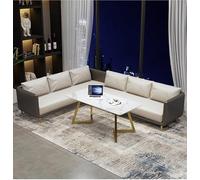 KIBONCY Sofá de Cuero de Lujo Sala de Estar apartamento pequeño Gran Viento Crema francés for discutir la recepción del sofá Comercial(Triple)