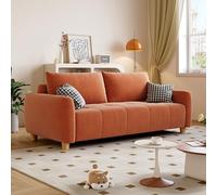 KIBONCY Sofá de Tela Estilo Crema for Salas de Estar de Apartamentos pequeños de Estilo nórdico Moderno.(Orange,2.1M)
