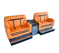 KIBONCY Sofá Espectador para Billar Costura Deportiva, Sillón Individual y Doble en Piel PU con Mueble Lateral Cargador, Asiento Lounge con Reposapiés de Acero Inoxidable para Salas(F)