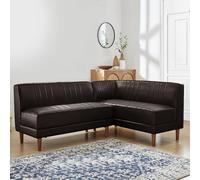 KIBONCY Sofá esquinero Modular en Forma de L - Sofá capitoné tapizado de Cuero Encerado al Aceite con Patas de Madera cónicas, Estilo nórdico Moderno for Sala de Estar(Brown,2)