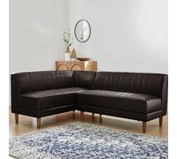 KIBONCY Sofá esquinero Modular en Forma de L - Sofá capitoné tapizado de Cuero Encerado al Aceite con Patas de Madera cónicas, Estilo nórdico Moderno for Sala de Estar(Brown,1)