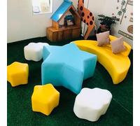 KIBONCY Sofá Estrella y Luna - Juego de Mesa y Silla de sofá Infantil temático for rincones de Lectura preescolares y Jardines de Infancia(C)