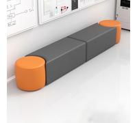 KIBONCY Sofá for jardín de Infantes y Centro de educación temprana Sofá de Arco Largo de Cuero con Forma de Pata de Gato for área de Descanso con Respaldo Simple y combinación Redonda for Padres(C)