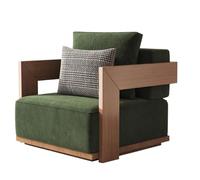 KIBONCY Sofá Individual de Madera Maciza, sillón de Tela Estilo japonés Minimalista escandinavo for balcón, Dormitorio, apartamento pequeño, Uso doméstico(A1)