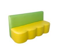 KIBONCY Sofá Largo Creativo, Asiento Doble Ondulado, Protectores de Pared anticolisión for niños, Muebles Infantiles Acolchados Suaves tapizados en Piel sintética Impermeable(120x40cm)