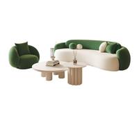 KIBONCY Sofá Moderno Curvado en Forma de Nube para Sala de Estar, sofá de Dos plazas con Asiento Profundo con sofá Individual y Mesa de café, acogedores sofás de Ocio para Dormitorio(F)