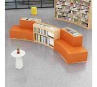 KIBONCY Sofá Modular Curvado for librería, sofá Minimalista de Madera Maciza con estantes de Almacenamiento incorporados, sofá de salón Combinado Multifuncional for Preescolar(A)