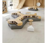 KIBONCY Sofá Modular De Biblioteca con Estantería Incorporada, Juego De Asientos De Banco Suave Y Creativo For Sala De Lectura Escolar, Área De Recepción Institucional, Muebles De Vestíbulo(K)
