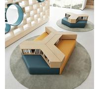 KIBONCY Sofá Modular De Biblioteca con Estantería Incorporada, Juego De Asientos De Banco Suave Y Creativo For Sala De Lectura Escolar, Área De Recepción Institucional, Muebles De Vestíbulo(I)