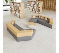 KIBONCY Sofá Modular De Biblioteca con Estantería Incorporada, Juego De Asientos De Banco Suave Y Creativo For Sala De Lectura Escolar, Área De Recepción Institucional, Muebles De Vestíbulo(B)