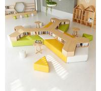 KIBONCY Sofá Modular De Biblioteca con Estantería Incorporada, Juego De Asientos De Banco Suave Y Creativo For Sala De Lectura Escolar, Área De Recepción Institucional, Muebles De Vestíbulo(A)