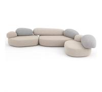 KIBONCY Sofá Modular seccional Creativo en Forma de Guijarro, sofá Curvo de bouclé, Estructura de Madera Maciza, for Sala de Estar o Dormitorio.(I)