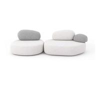 KIBONCY Sofá Modular seccional Creativo en Forma de Guijarro, sofá Curvo de bouclé, Estructura de Madera Maciza, for Sala de Estar o Dormitorio.(D)