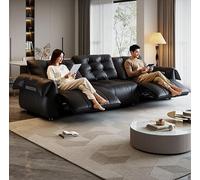 KIBONCY Sofá Multifuncional eléctrico for Sala de Estar, sofá Italiano Simple, Cine, telescópico automático, Ajustable, de Cuero(1.98m)
