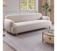 KIBONCY Sofá nórdico Color Crema, sofá de líneas Rectas con Tejido técnico y Lana de Cordero, sofá tapizado Moderno y Minimalista for Salones pequeños, Estructura Robusta de Madera Maciza(Single)