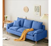 KIBONCY Sofá pequeño Tipo apartamento con diseño de Viento Color Crema, for Sala de Estar, balcón, Dormitorio, apartamento, sofá Doble artístico de Franela y Chenilla.(Dark Blue,1.6m)