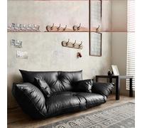 KIBONCY Sofá Perezoso para apartamento pequeño, Sala de Estar, balcón, Cama Individual, función Plegable Europea, Dormitorio, sofá-Cama pequeño, Preferido en Cuero Black