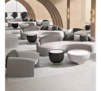 KIBONCY Sofá seccional Curvo de Tela for Sala de Estar, Asiento Ancho, Espuma de Alta resiliencia, no Requiere ensamblaje.(A,1 Single+Three+Table)