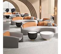 KIBONCY Sofá seccional Curvo de Tela for Sala de Estar, Asiento Ancho, Espuma de Alta resiliencia, no Requiere ensamblaje.(B,1 Single+Double+Table)