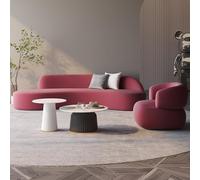 KIBONCY Sofá seccional Curvo Moderno de Gran tamaño, sofá de 3 plazas con sofá Individual y Mesa de Centro, cómodo sofá tapizado para Sala de Estar, apartamento y Oficina(E)