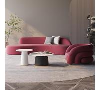 KIBONCY Sofá seccional Curvo Moderno de Gran tamaño, sofá Nube Modular Minimalista con sofá Individual y Mesa de Centro, Lujo de 3 plazas Extra Profundo(F)