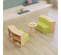 KIBONCY Sofá semicircular con Almacenamiento, Taburete Multifuncional, Ideal for instituciones de formación, guarderías, Zonas de Lectura, bibliotecas, etc., Color Verde.(C)