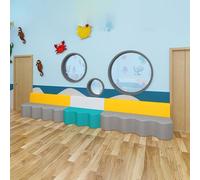 KIBONCY Sofá Trasero en Forma de Onda Concatenación for el área Descanso en jardín Infantes y institución capacitación for Padres e Hijos Aula Baile en Sala Actividades Museo Ciencias(150x60x72cm)