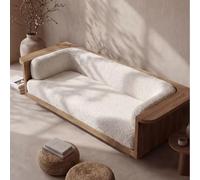 KIBONCY Sofá Vertical, sofá con Plataforma de Madera Maciza for salón pequeño, Zona de recepción de Estilo Zen Antiguo de Color rústico(2.1m)