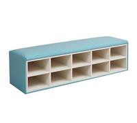 KIBONCY Soft Leather Padded Top Open Grid Bench, Multi Cubby Hidden & Storage Shoe Stool for Living Room Playroom Mudroom Family Use(C,150x40x40cm)