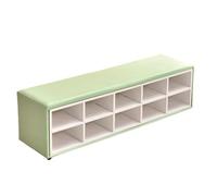 KIBONCY Soft Leather Padded Top Open Grid Bench, Multi Cubby Hidden & Storage Shoe Stool for Living Room Playroom Mudroom Family Use(A,200x40x40cm)