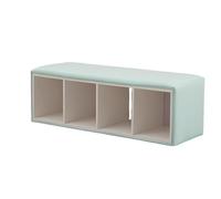 KIBONCY Soft Leather Padded Top Open Grid Bench, Multi Cubby Hidden & Storage Shoe Stool for Living Room Playroom Mudroom Family Use(B,80x40x40cm)