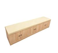 KIBONCY Soft Upholstered Top Entryway Shoe Organizer Bench, Sturdy Wood Closed Cabinet Seat for Shoes Sundries Custom Length Hall Storage(A,1.0m)