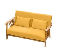 KIBONCY Solid Wood Frame Loveseat Mid-Century Modern 2-Seater Sofa, Fabric Upholstered with Wooden for Living Room(C,138cm)