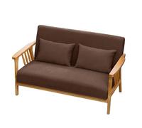 KIBONCY Solid Wood Frame Loveseat Mid-Century Modern 2-Seater Sofa, Fabric Upholstered with Wooden for Living Room(D,160cm)